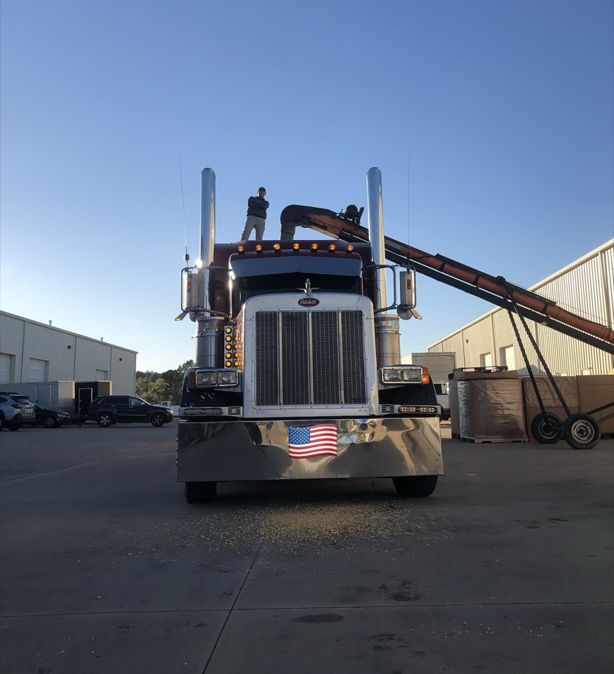 Running the auger over the Peterbilt at the Alabaster facility.