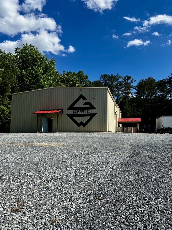 The Grip Feed Co. mark painted on the side of the Westover, Alabama facility.